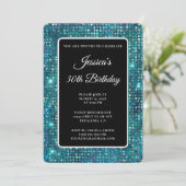 Invitation Diamant bleu turquoise noir et blanc 30e anniversa (Debout devant)