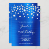 Invitation Diamant Confetti Bleu Bleu Satin Foil Ombre (Devant / Derrière)