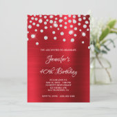 Invitation Diamant Confetti brillant Rouge Satin Foil Ombre (Debout devant)