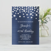 Invitation Diamant Confetti Marine Blue Satin Foil Ombre (Debout devant)
