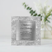 Invitation Diamant d'argent brillant Peau bouchée 21e anniver (Debout devant)