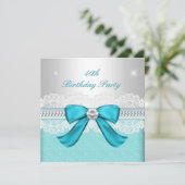 Invitation Diamant d'argent turquoise fête de 40e anniversair (Debout devant)