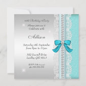 Invitation Diamant d'argent turquoise fête de 40e anniversair (Dos)