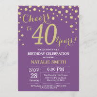 Diamant de 40e anniversaire violet et or