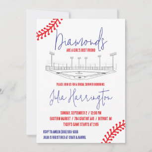 Invitation Diamant de baseball, Fête des mariées de la meille