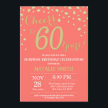 Invitation Diamant de Coral et Gold Surprise 60e anniversaire<br><div class="desc">Invitation surprise 60e anniversaire avec Arrière - plan Diamant Coral et Gold Parties scintillant. Gold Confetti. Anniversaire adulte. Hommes ou femmes,  anniversaire.
Pour plus de personnalisation,  cliquez sur le bouton "Customiser" et utilisez notre outil de conception pour modifier ce modèle.</div>
