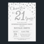 Invitation Diamant de la Parties scintillant d'argent surpris<br><div class="desc">Invitation surprise 21e anniversaire avec Arrière - plan Diamant de Parties scintillant d'argent. Confetti d'argent. Anniversaire adulte. Hommes ou femmes,  anniversaire. Pour plus de personnalisation,  cliquez sur le bouton "Customiser" et utilisez notre outil de conception pour modifier ce modèle.</div>