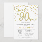 Invitation Diamant de la Parties scintillant d'or de surprise (Devant / Derrière)