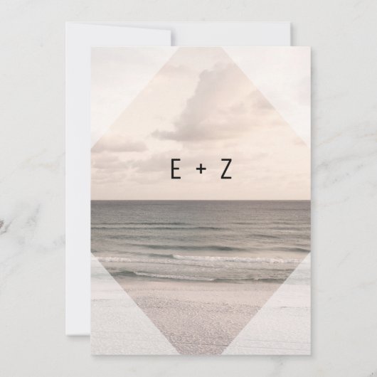 Invitation Diamant de mariage de plage moderne (Dos)