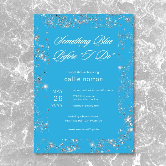 Invitation Diamant de verre moderne Quelque chose de bleu Fêt
