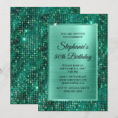Invitation Diamant d'émeraude à la menthe 80e anniversaire (Devant / Derrière)