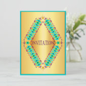 Invitation Diamant design bleu et violet dans l'invitation or (Debout devant)