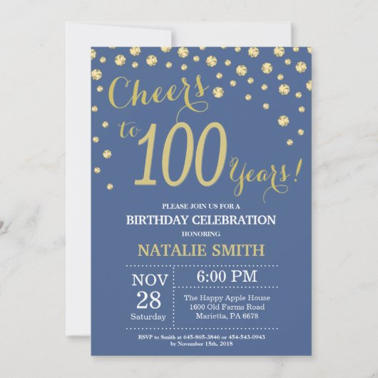Invitation Diamant du 100e anniversaire du Blue and Gold (Devant)