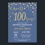 Invitation Diamant du 100e anniversaire du Blue and Gold<br><div class="desc">Invitation au 100e anniversaire avec Arrière - plan Diamant Parties scintillant Bleu et Or. Gold Confetti. Anniversaire adulte. Hommes ou femmes,  anniversaire.
Pour plus de personnalisation,  cliquez sur le bouton "Customiser" et utilisez notre outil de conception pour modifier ce modèle.</div>