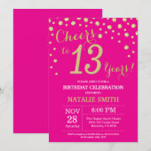 Invitation Diamant du 13e anniversaire de Hot Pink and Gold (Devant / Derrière)