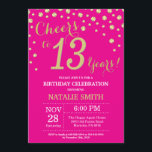 Invitation Diamant du 13e anniversaire de Hot Pink and Gold<br><div class="desc">13e anniversaire Invitation avec Arrière - plan Diamant de Parties scintillant rose et or. Gold Confetti.Anniversaire enfant. Ado adolescente,  garçon ou fille,  anniversaire.
Pour plus de personnalisation,  cliquez sur le bouton "Customiser" et utilisez notre outil de conception pour modifier ce modèle.</div>