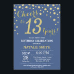 Invitation Diamant du 13e anniversaire du Blue and Gold<br><div class="desc">13e anniversaire Invitation avec Arrière - plan Diamant Parties scintillant Bleu et Or. Gold Confetti.Anniversaire enfant. Ado adolescente,  garçon ou fille,  anniversaire. Pour plus de personnalisation,  cliquez sur le bouton "Customiser" et utilisez notre outil de conception pour modifier ce modèle.</div>