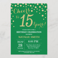 Diamant du 15e anniversaire vert et or