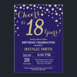 Invitation Diamant du 18e anniversaire de la Marine Blue and<br><div class="desc">Invitation à l'anniversaire du 18e Arrière - plan Diamant de la Parties scintillant bleue et d'or de la Marine. Gold Confetti. Anniversaire adulte. Hommes ou femmes,  anniversaire.
Pour plus de personnalisation,  cliquez sur le bouton "Customiser" et utilisez notre outil de conception pour modifier ce modèle.</div>