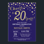 Invitation Diamant du 20e anniversaire de la Marine Blue and<br><div class="desc">20e anniversaire Invitation avec le Arrière - plan Diamant de la Parties scintillant bleue et or de la Marine. Gold Confetti. Anniversaire adulte. Hommes ou femmes,  anniversaire. Pour plus de personnalisation,  cliquez sur le bouton "Customiser" et utilisez notre outil de conception pour modifier ce modèle.</div>
