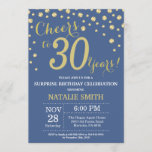 Invitation Diamant du 30e anniversaire de Blue and Gold Surpr<br><div class="desc">Invitation surprise 30e anniversaire avec Arrière - plan Diamant Parties scintillant Bleu et Or. Gold Confetti. Anniversaire adulte. Hommes ou femmes,  anniversaire.
Pour plus de personnalisation,  cliquez sur le bouton "Customiser" et utilisez notre outil de conception pour modifier ce modèle.</div>