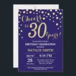 Invitation Diamant du 30e anniversaire de la Marine Blue and<br><div class="desc">30e anniversaire Invitation avec le Arrière - plan Diamant de la Parties scintillant bleue et d'or de la Marine. Gold Confetti. Anniversaire adulte. Hommes ou femmes,  anniversaire.
Pour plus de personnalisation,  cliquez sur le bouton "Customiser" et utilisez notre outil de conception pour modifier ce modèle.</div>