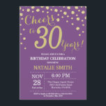 Invitation Diamant du 30e anniversaire de Purple and Gold<br><div class="desc">30e anniversaire Invitation avec Arrière - plan Diamant de Parties scintillant violet et or. Gold Confetti. Anniversaire adulte. Hommes ou femmes,  anniversaire.
Pour plus de personnalisation,  cliquez sur le bouton "Customiser" et utilisez notre outil de conception pour modifier ce modèle.</div>