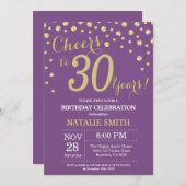 Invitation Diamant du 30e anniversaire violet et or (Devant / Derrière)