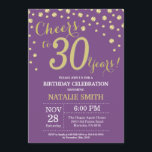 Invitation Diamant du 30e anniversaire violet et or<br><div class="desc">30e anniversaire Invitation avec Parties scintillant violet et or Arrière - plan diamant . Confetti d'or. Anniversaire adulte. Hommes ou Femmes Anniversaire. Pour plus de personnalisation,  cliquez sur le bouton "Customiser" et utilisez notre outil de conception pour modifier ce modèle.</div>