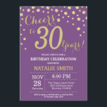 Invitation Diamant du 30e anniversaire violet et or<br><div class="desc">30e anniversaire Invitation avec Parties scintillant violet et or Arrière - plan diamant . Confetti d'or. Anniversaire adulte. Hommes ou Femmes Anniversaire. Pour plus de personnalisation,  cliquez sur le bouton "Customiser" et utilisez notre outil de conception pour modifier ce modèle.</div>