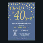Invitation Diamant du 40e anniversaire bleu et or<br><div class="desc">40e anniversaire Invitation avec Arrière - plan Diamant Parties scintillant Bleu et Or. Gold Confetti. Anniversaire adulte. Hommes ou femmes,  anniversaire. Pour plus de personnalisation,  cliquez sur le bouton "Customiser" et utilisez notre outil de conception pour modifier ce modèle.</div>