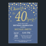 Invitation Diamant du 40e anniversaire bleu et or<br><div class="desc">40e anniversaire Invitation avec Arrière - plan Diamant Parties scintillant Bleu et Or. Gold Confetti. Anniversaire adulte. Hommes ou femmes,  anniversaire. Pour plus de personnalisation,  cliquez sur le bouton "Customiser" et utilisez notre outil de conception pour modifier ce modèle.</div>
