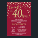 Invitation Diamant du 40e anniversaire de la Bourgogne rouge<br><div class="desc">40e anniversaire Invitation avec Arrière - plan de diamants de la Parties scintillant rouge et or de Bourgogne. Gold Confetti. Anniversaire adulte. Hommes ou femmes,  anniversaire. Pour plus de personnalisation,  cliquez sur le bouton "Customiser" et utilisez notre outil de conception pour modifier ce modèle.</div>