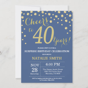 Invitation Diamant du 40e anniversaire de la surprise bleue e