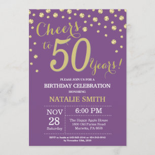 Invitation Diamant du 50e anniversaire de Purple and Gold