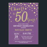 Invitation Diamant du 50e anniversaire violet et or<br><div class="desc">50e anniversaire Invitation avec Parties scintillant violet et or Arrière - plan diamant . Confetti d'or. Anniversaire adulte. Hommes ou Femmes Anniversaire. Pour plus de personnalisation,  cliquez sur le bouton "Customiser" et utilisez notre outil de conception pour modifier ce modèle.</div>