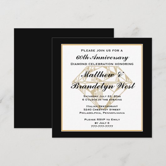 Invitation Diamant du 60e Anniversaire (Devant / Derrière)