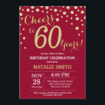 Invitation Diamant du 60e anniversaire de la Bourgogne rouge<br><div class="desc">60e anniversaire Invitation avec Arrière - plan de diamants de la Parties scintillant rouge et or de Bourgogne. Gold Confetti. Anniversaire adulte. Hommes ou femmes,  anniversaire.
Pour plus de personnalisation,  cliquez sur le bouton "Customiser" et utilisez notre outil de conception pour modifier ce modèle.</div>