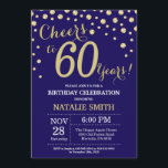 Invitation Diamant du 60e anniversaire de la Marine Blue and<br><div class="desc">60e anniversaire Invitation avec le Arrière - plan Diamant de la Parties scintillant bleue et d'or de la Marine. Gold Confetti. Anniversaire adulte. Hommes ou femmes,  anniversaire.
Pour plus de personnalisation,  cliquez sur le bouton "Customiser" et utilisez notre outil de conception pour modifier ce modèle.</div>