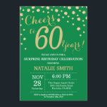 Invitation Diamant du 60e anniversaire de la surprise verte e<br><div class="desc">Invitation surprise 60e anniversaire avec Arrière - plan Diamant Parties scintillant vert et or. Gold Confetti. Anniversaire adulte. Hommes ou femmes,  anniversaire. Pour plus de personnalisation,  cliquez sur le bouton "Customiser" et utilisez notre outil de conception pour modifier ce modèle.</div>