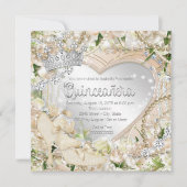 Invitation Diamant et Pearl Rose blanche Quinceanera (Devant)
