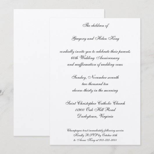 Invitation Diamant et Platine (Devant / Derrière)