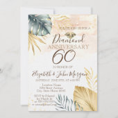 Invitation Diamant Feuille de palme, Anniversaire Mariage Con (Devant)