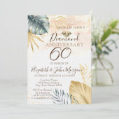 Invitation Diamant Feuille de palme, Anniversaire Mariage Con (Debout devant)