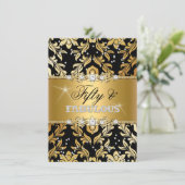 Invitation Diamant Floral Damask Or Cinquante et fabuleux (Debout devant)