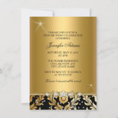 Invitation Diamant Floral Damask Or Cinquante et fabuleux (Dos)