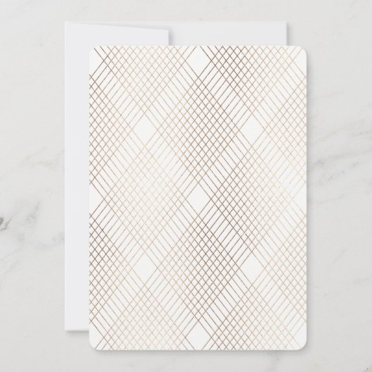 Invitation Diamant Géométrique Blanc Déco Gold Gatsby Mariage (Dos)