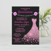 Invitation Diamant Gown rose Rose moderne Quinceañera (Debout devant)