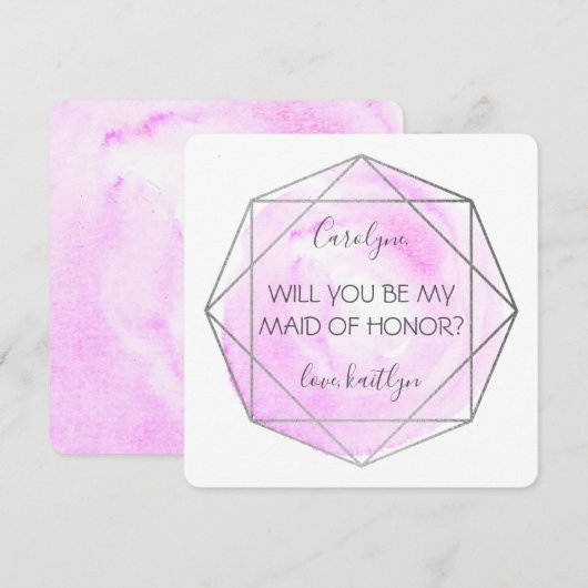 Invitation Diamant hydrique tendance | Sois Ma Fille D'Honneu (Devant / Derrière)