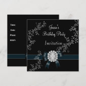 Invitation Diamant Joyau Noir Arc Argent (Devant / Derrière)